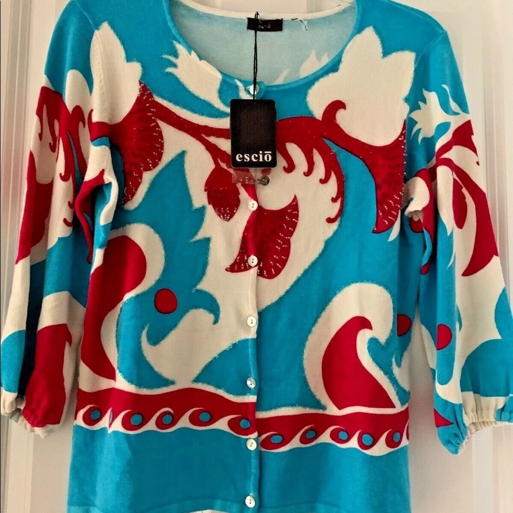 Womens Escio Cardigan Sweater Size Large Blue NWT